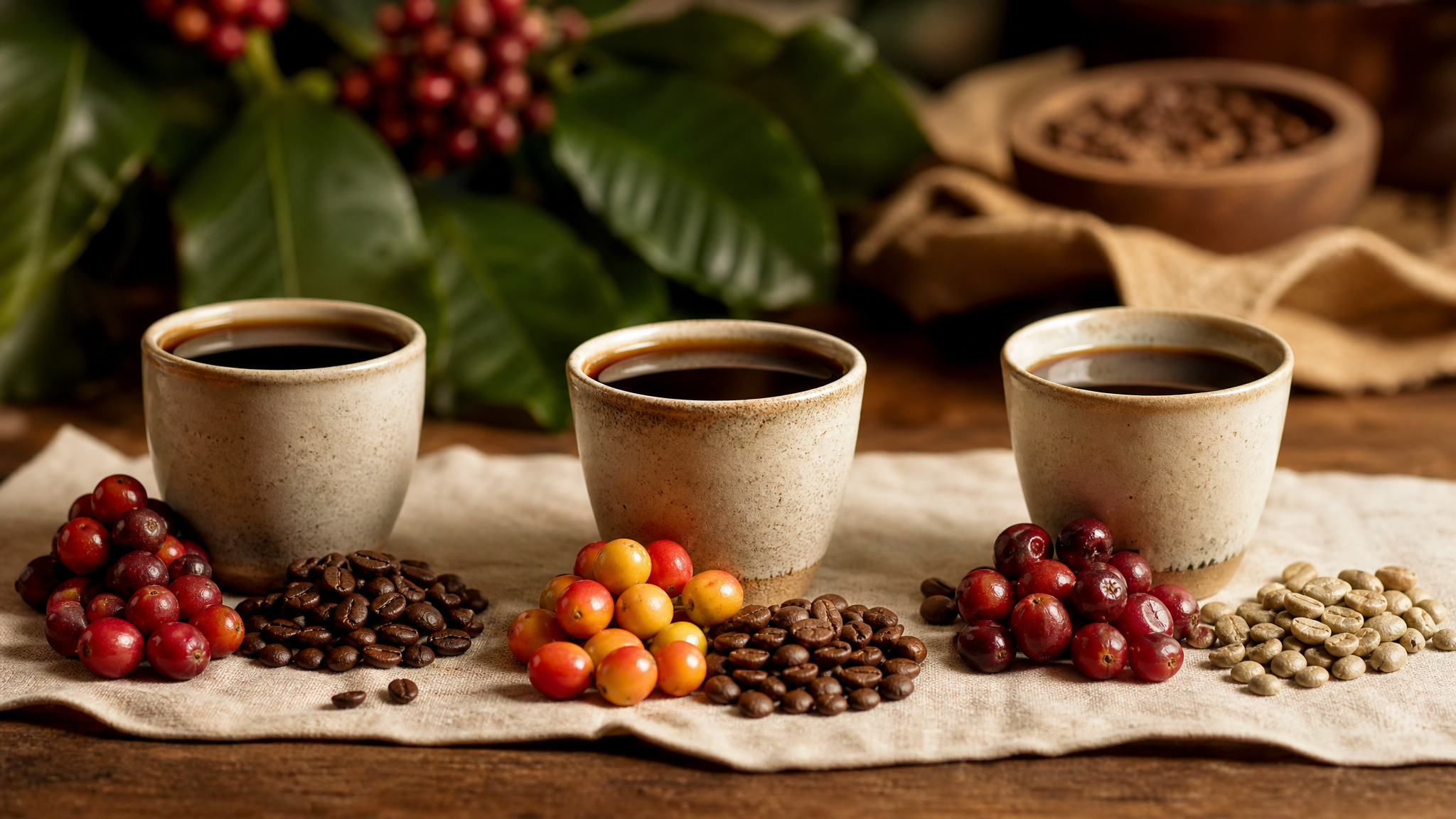 Cafe Natural Vs Lavado Vs Cereja Descascado